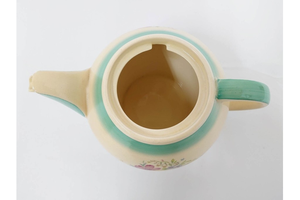 イギリスヴィンテージ　Susie Cooper(スージークーパー)　スワンシースプレイ　ティーポット・クリーマー・プレート・カップ&ソーサー・トリオ6客　洋食器セット　(R-087415)