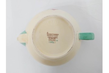 イギリスヴィンテージ　Susie Cooper(スージークーパー)　スワンシースプレイ　ティーポット・クリーマー・プレート・カップ&ソーサー・トリオ6客　洋食器セット　(R-087415)