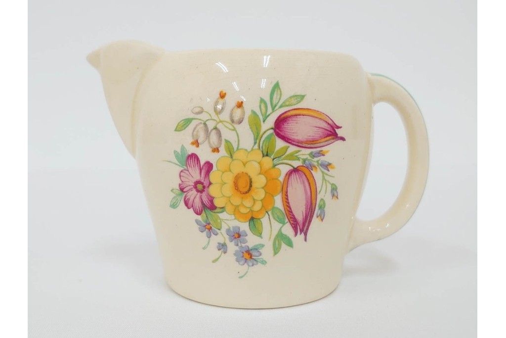 イギリスヴィンテージ　Susie Cooper(スージークーパー)　スワンシースプレイ　ティーポット・クリーマー・プレート・カップ&ソーサー・トリオ6客　洋食器セット　(R-087415)