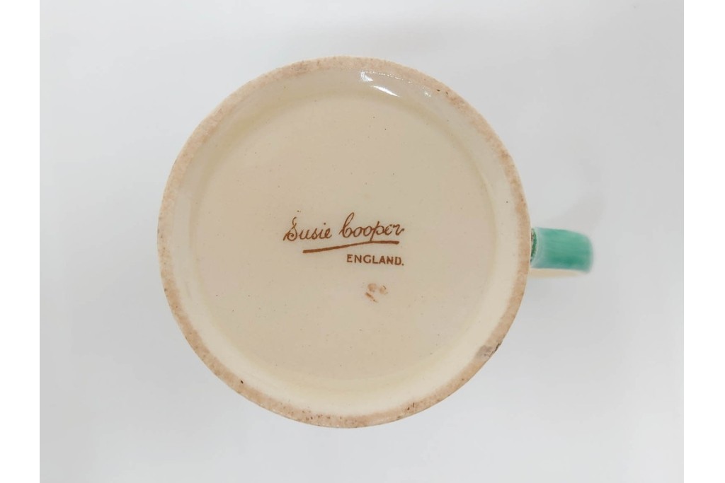 イギリスヴィンテージ　Susie Cooper(スージークーパー)　スワンシースプレイ　ティーポット・クリーマー・プレート・カップ&ソーサー・トリオ6客　洋食器セット　(R-087415)