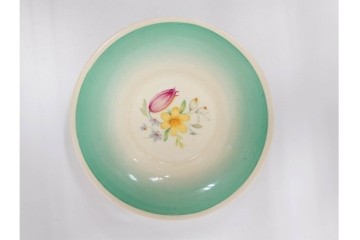 イギリスヴィンテージ　Susie Cooper(スージークーパー)　スワンシースプレイ　ティーポット・クリーマー・プレート・カップ&ソーサー・トリオ6客　洋食器セット　(R-087415)