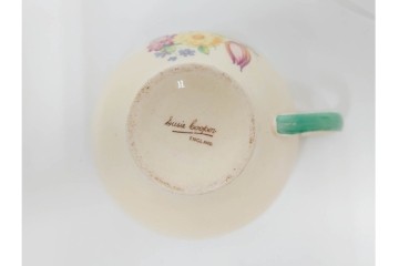 イギリスヴィンテージ　Susie Cooper(スージークーパー)　スワンシースプレイ　ティーポット・クリーマー・プレート・カップ&ソーサー・トリオ6客　洋食器セット　(R-087415)