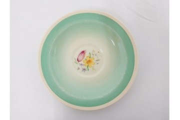 イギリスヴィンテージ　Susie Cooper(スージークーパー)　スワンシースプレイ　ティーポット・クリーマー・プレート・カップ&ソーサー・トリオ6客　洋食器セット　(R-087415)