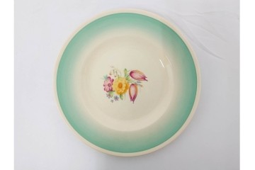 イギリスヴィンテージ　Susie Cooper(スージークーパー)　スワンシースプレイ　ティーポット・クリーマー・プレート・カップ&ソーサー・トリオ6客　洋食器セット　(R-087415)