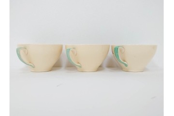 イギリスヴィンテージ　Susie Cooper(スージークーパー)　スワンシースプレイ　ティーポット・クリーマー・プレート・カップ&ソーサー・トリオ6客　洋食器セット　(R-087415)