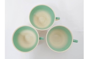 イギリスヴィンテージ　Susie Cooper(スージークーパー)　スワンシースプレイ　ティーポット・クリーマー・プレート・カップ&ソーサー・トリオ6客　洋食器セット　(R-087415)