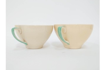 イギリスヴィンテージ　Susie Cooper(スージークーパー)　スワンシースプレイ　ティーポット・クリーマー・プレート・カップ&ソーサー・トリオ6客　洋食器セット　(R-087415)