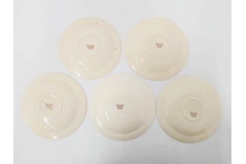 イギリスヴィンテージ　Susie Cooper(スージークーパー)　スワンシースプレイ　ティーポット・クリーマー・プレート・カップ&ソーサー・トリオ6客　洋食器セット　(R-087415)