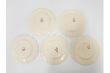 イギリスヴィンテージ　Susie Cooper(スージークーパー)　スワンシースプレイ　ティーポット・クリーマー・プレート・カップ&ソーサー・トリオ6客　洋食器セット　(R-087415)