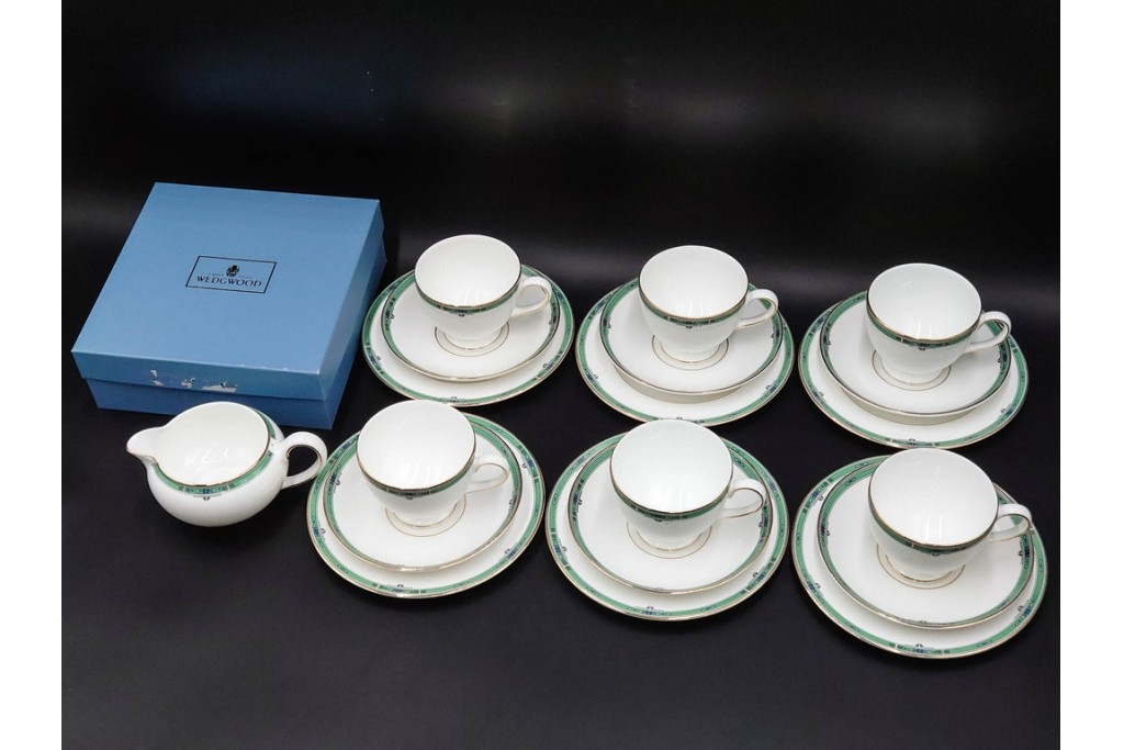 イギリス　WEDGWOOD(ウェッジウッド)　JADE(ジェイド)　クリーマー・トリオ6客セット　(R-087416)