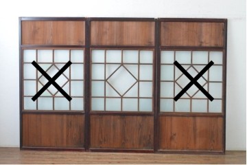 アンティーク建具　大正から昭和初期　大正ロマンな雰囲気漂うガラス帯戸1枚　(R-087421)