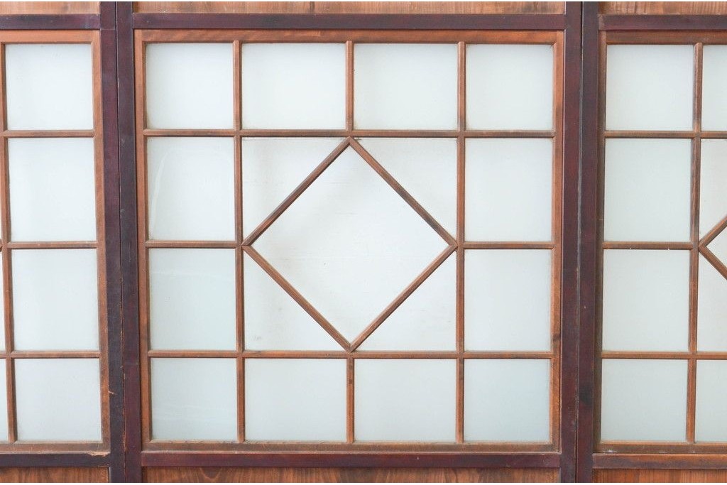 アンティーク建具　大正から昭和初期　大正ロマンな雰囲気漂うガラス帯戸1枚　(R-087421)