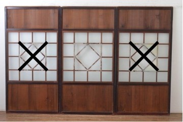 アンティーク建具　大正から昭和初期　大正ロマンな雰囲気漂うガラス帯戸1枚　(R-087421)