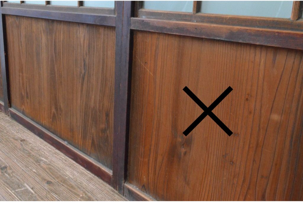 アンティーク建具　大正から昭和初期　大正ロマンな雰囲気漂うガラス帯戸1枚　(R-087421)