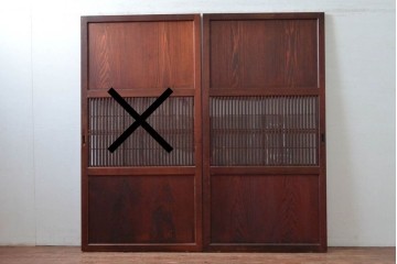 アンティーク建具　明治から大正期　アクリル板入り　長い歴史を刻んだ風合いが魅力的な格子帯戸1枚　(R-087422)