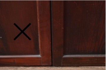 アンティーク建具　明治から大正期　アクリル板入り　長い歴史を刻んだ風合いが魅力的な格子帯戸1枚　(R-087422)