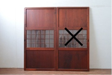 アンティーク建具　明治から大正期　アクリル板入り　長い歴史を刻んだ風合いが魅力的な格子帯戸1枚　(R-087422)