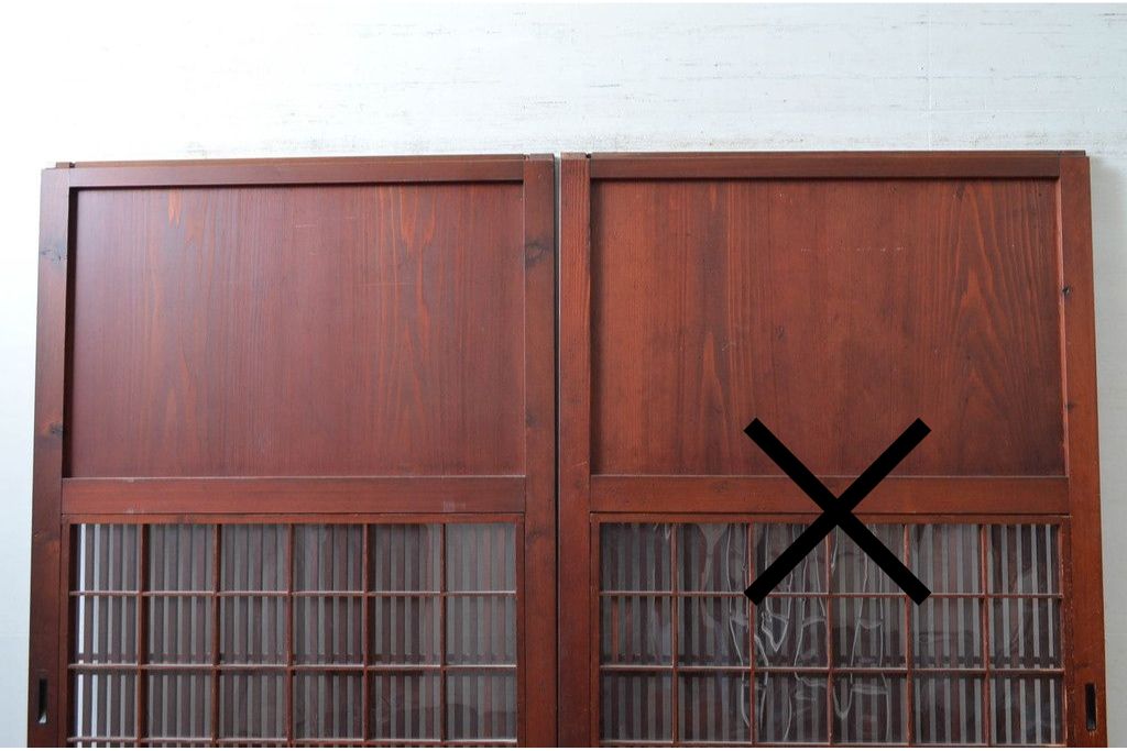 アンティーク建具　明治から大正期　アクリル板入り　長い歴史を刻んだ風合いが魅力的な格子帯戸1枚　(R-087422)