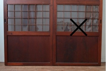 アンティーク建具　明治から大正期　アクリル板入り　長い歴史を刻んだ風合いが魅力的な格子帯戸1枚　(R-087422)