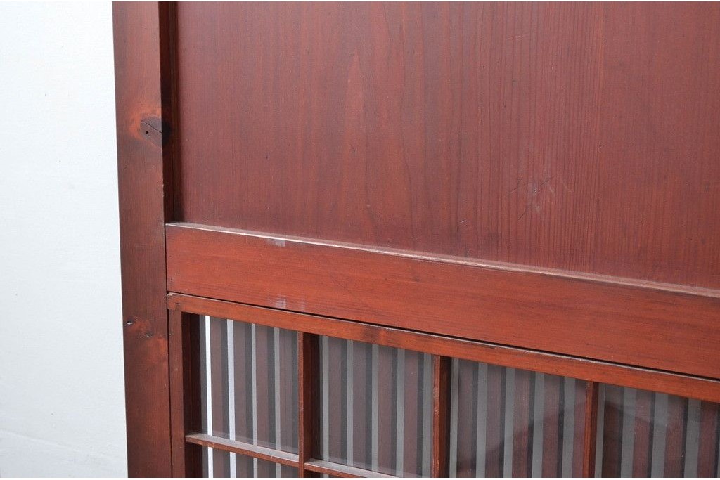 アンティーク建具　明治から大正期　アクリル板入り　長い歴史を刻んだ風合いが魅力的な格子帯戸1枚　(R-087422)