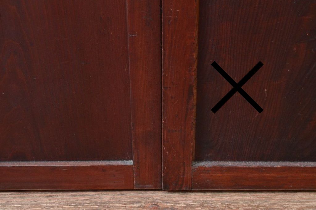 アンティーク建具　明治から大正期　アクリル板入り　長い歴史を刻んだ風合いが魅力的な格子帯戸1枚　(R-087422)