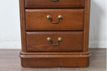 中古　美品　楢(ナラ)材　引き出し3杯付き　ルネッサンスナイトテーブル　定価約7万円　(R-087426)