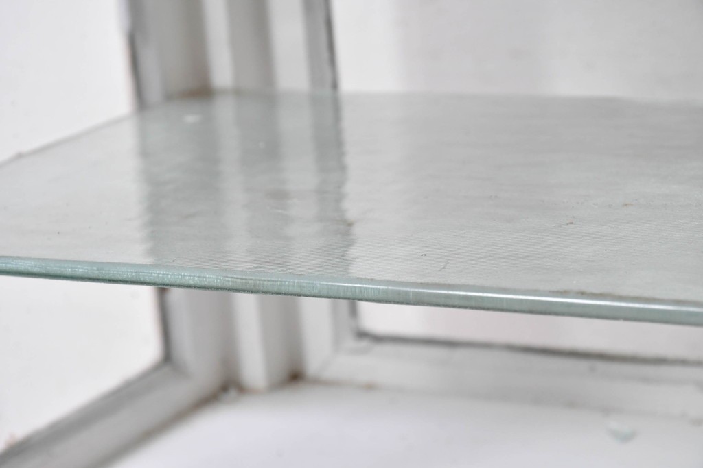 和製アンティーク　希少サイズ　ホワイトペイントが可愛らしい全面ガラスの小さなケビント　(R-087427)