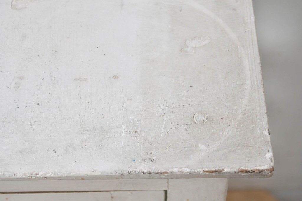 和製アンティーク　希少サイズ　ホワイトペイントが可愛らしい全面ガラスの小さなケビント　(R-087427)