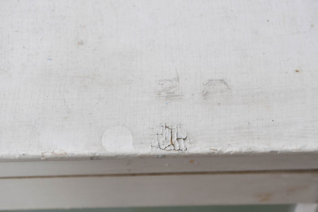 和製アンティーク　希少サイズ　ホワイトペイントが可愛らしい全面ガラスの小さなケビント　(R-087427)