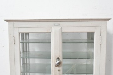 和製アンティーク　希少サイズ　ホワイトペイントが可愛らしい全面ガラスの小さなケビント　(R-087427)