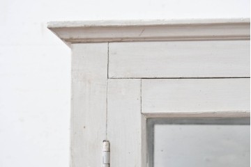 和製アンティーク　希少サイズ　ホワイトペイントが可愛らしい全面ガラスの小さなケビント　(R-087427)