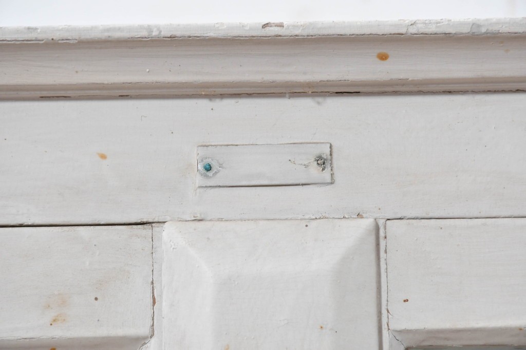 和製アンティーク　希少サイズ　ホワイトペイントが可愛らしい全面ガラスの小さなケビント　(R-087427)