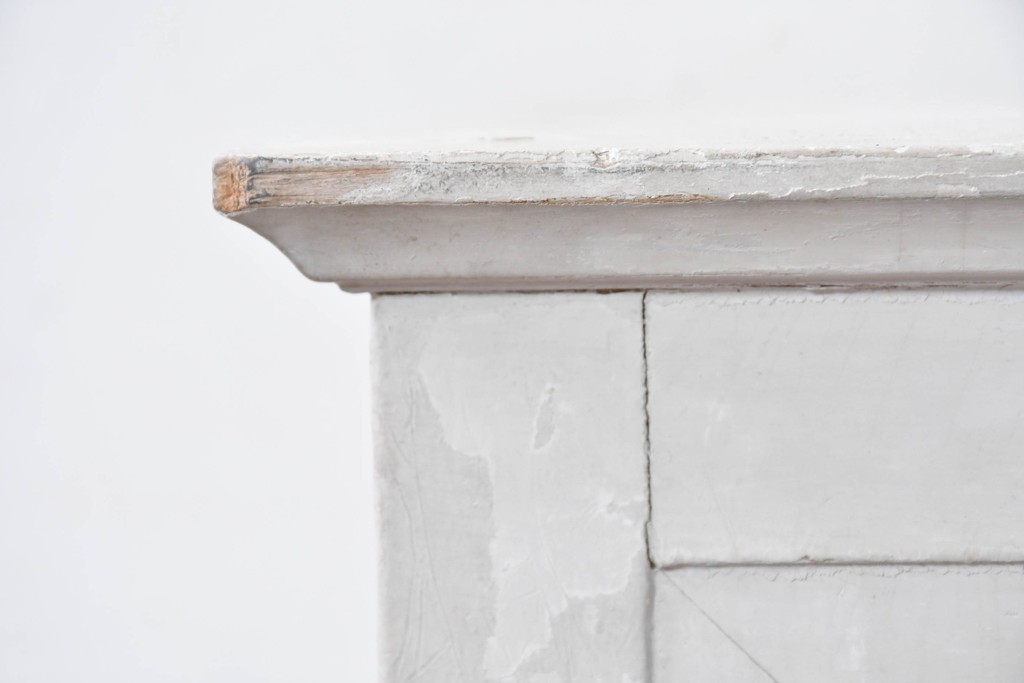 和製アンティーク　希少サイズ　ホワイトペイントが可愛らしい全面ガラスの小さなケビント　(R-087427)