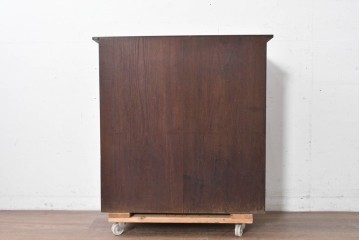 和製アンティーク　華やかな金色の背景に白椿が描かれた槐(エンジュ)材の茶棚　(R-087434)