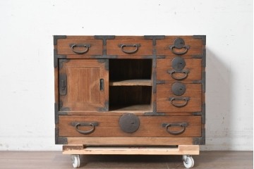 和製アンティーク　総桐材　時代を感じる木地の味わいが魅力の小箪笥　(R-087435)