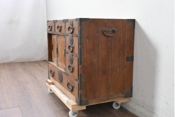 和製アンティーク　総桐材　時代を感じる木地の味わいが魅力の小箪笥　(R-087435)