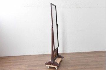 中古　美品　カバー付き　漆塗り　雅やかな蒔絵(牡丹図)が施された姿見　(R-087436)