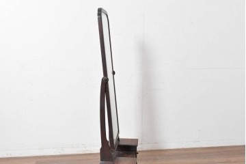 和製アンティーク　指物工芸家具　紫檀(シタン)材　木色が美しい透かし彫り入りの鏡台　(R-087437)