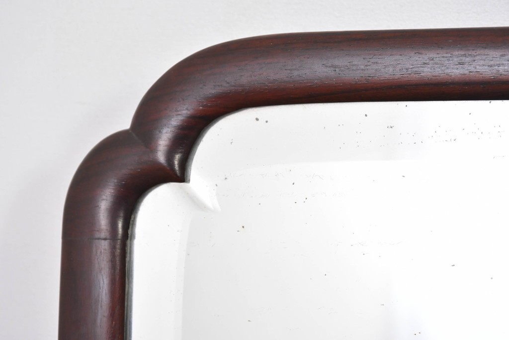 和製アンティーク　指物工芸家具　紫檀(シタン)材　木色が美しい透かし彫り入りの鏡台　(R-087437)