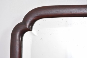 和製アンティーク　指物工芸家具　紫檀(シタン)材　木色が美しい透かし彫り入りの鏡台　(R-087437)