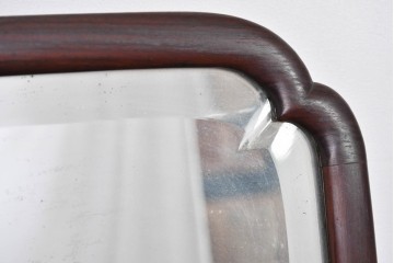 和製アンティーク　指物工芸家具　紫檀(シタン)材　木色が美しい透かし彫り入りの鏡台　(R-087437)