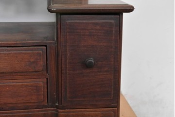 和製アンティーク　指物工芸家具　紫檀(シタン)材　木色が美しい透かし彫り入りの鏡台　(R-087437)