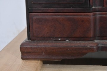 和製アンティーク　指物工芸家具　紫檀(シタン)材　木色が美しい透かし彫り入りの鏡台　(R-087437)