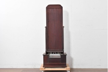 和製アンティーク　指物工芸家具　紫檀(シタン)材　木色が美しい透かし彫り入りの鏡台　(R-087437)