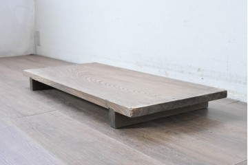 和製アンティーク　ダイナミックな木目が味わい深い欅(ケヤキ)材一枚板の裁ち板　(R-087438)