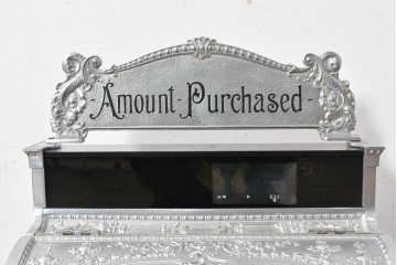 アメリカヴィンテージ　ブラジル製　NCR(ナショナル・キャッシュ・レジスター)社　Class 300復刻版　model 2114-1707　華やかなレリーフのクラシックレジスター(シルバー)　※通電確認済み　(R-087443)