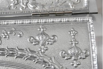 アメリカヴィンテージ　ブラジル製　NCR(ナショナル・キャッシュ・レジスター)社　Class 300復刻版　model 2114-1707　華やかなレリーフのクラシックレジスター(シルバー)　※通電確認済み　(R-087443)