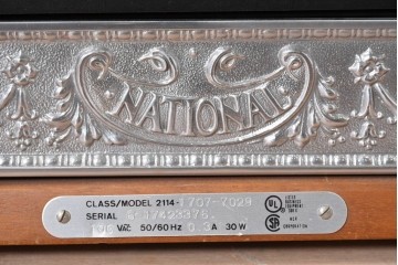 アメリカヴィンテージ　ブラジル製　NCR(ナショナル・キャッシュ・レジスター)社　Class 300復刻版　model 2114-1707　華やかなレリーフのクラシックレジスター(シルバー)　※通電確認済み　(R-087443)