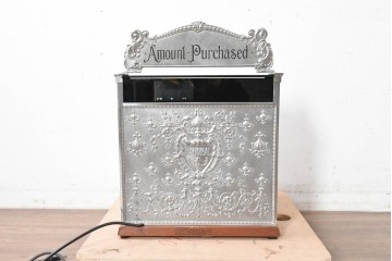 アメリカヴィンテージ　ブラジル製　NCR(ナショナル・キャッシュ・レジスター)社　Class 300復刻版　model 2114-1707　華やかなレリーフのクラシックレジスター(シルバー)　※通電確認済み　(R-087443)