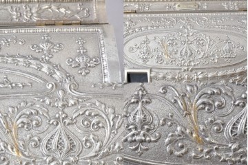 アメリカヴィンテージ　ブラジル製　NCR(ナショナル・キャッシュ・レジスター)社　Class 300復刻版　model 2114-1708　華やかなレリーフのクラシックレジスター(ゴールド)　※通電確認済み　(R-087444)